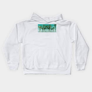 Row of tropical feeling palm trees panorama shape image Kids Hoodie